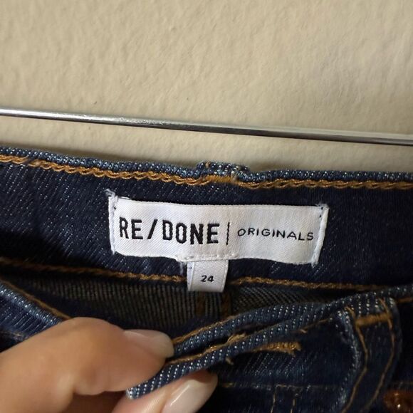 Re/done Ultra High Rise Stove Pipe Jeans Blue Color Barely Worn Size 24 - Picture 10 of 12
